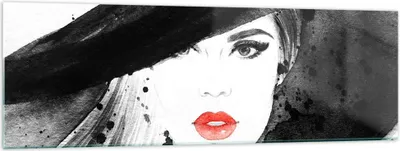 Produktbild von Bilder auf glas - Frau Gesicht Lippen - 160x50cm - Glasbilder - Wandbilder - Kunstdruck - zum Aufhängen bereit - Wanddekoration aus Glas - Glas Bilder - Wandbild auf Glas - Einteilig - GAB160x50-3916