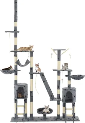 Obrázok produktu pre vidaXL Cat Scratching Post Sisal 230-250 cm Paw Print Grey