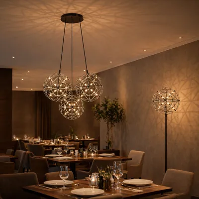 Produktbild von s.luce Atom LED Mehrfach-Pendelleuchte Cluster 3-flammig Chrom 70cm Rund