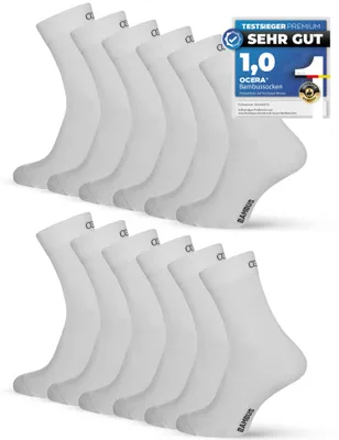 Produktbild von OCERA 12x Bambus Socken Uni verschiedenen Farben  -  Weiß 43/46