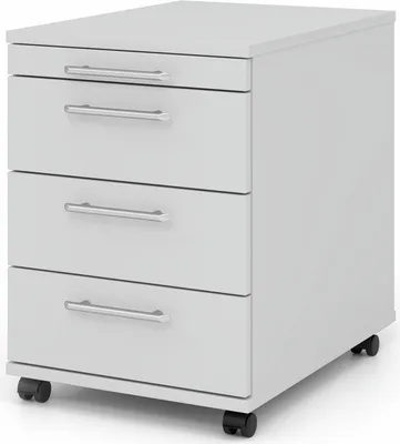 Produktbild von Rollcontainer Anssi | Grau | HxBxT 59x42,8x58cm | Relinggriff | 4 Schübe | Mit Schloss & Zentralverriegelung