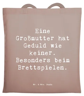 Produktbild von Mr. & Mrs. Panda Tote Bag Spruch Großmutter Geduld - Braun Pastell - Geschenk, Shopping Tasche, für, Liebe, Freundschaft, Einkaufstasche, dokumententasche, Geschenke, Uni