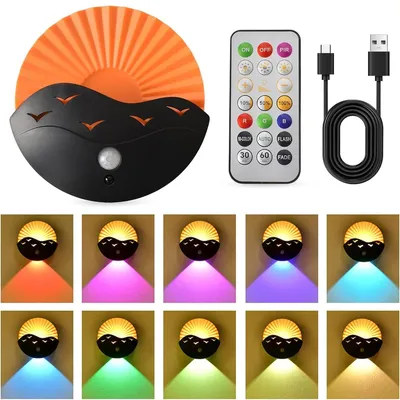 Produktbild von Akku Wandlampe Innen mit Bewegungssensor, LED Nachtlicht, 3 Modi Wiederaufladbare Wandlampen Helligkeit Einstellbar für Flur, Küche, Treppe