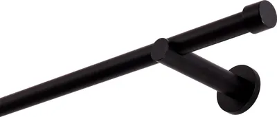 Produktbild von Gardinenstange Schwarz Matt stabile Vorhangstange 19 mm mit Endstück Kappe einfache Montage, Montageort: Wand, 1-läufig, 480 cm