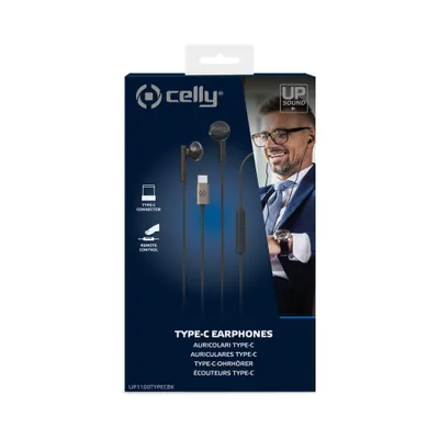 Image de Écouteurs Celly stéréo USB-C noirs