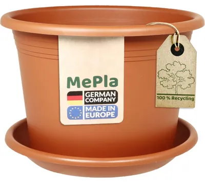 Produktbild von MePla - Set - Pflanzkübel Cylindro ø 80 + Untersetzer ø 78 - terra