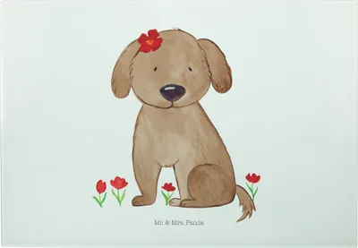 Produktbild von Mr. & Mrs. Panda Glas Schneideplatte Hund Dame - Weiß - Geschenk, Liebenswert, Sprüche, Küchenbrett, Hundeliebe, Flauschig, Schneideunterlage, Frühstücksbrett, Liebe