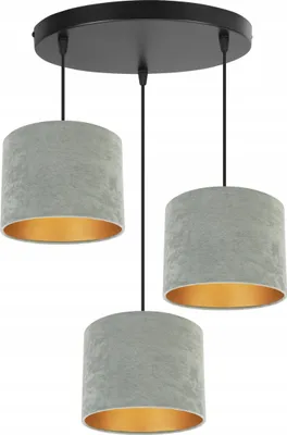 Image de Suspension Élégante, Plafonnier Doré, Abat-Jour En Velours