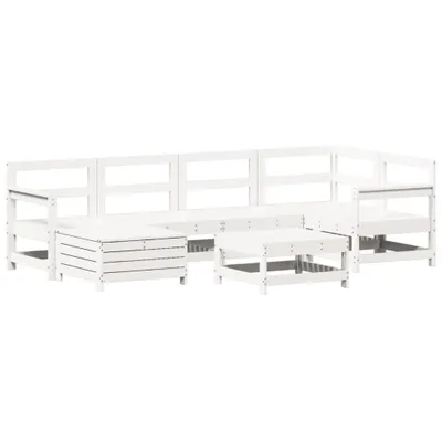Produktbild von vidaXL 7-tlg. Garten-Sofagarnitur Weiß Massivholz Kiefer