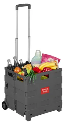 Immagine prodotto di Carrello per la spesa Relaxdays, pieghevole, con ruote, manico telescopico, capacità fino a 35 kg, carrello pieghevole, colore antracite
