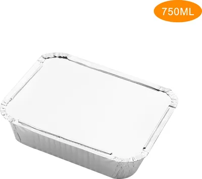 Zdjęcie produktu dla Jednorazowe pojemniki z folii aluminiowej Patelnie na wynos z pokrywkami do pieczenia Przechowywanie Ogrzewanie Gotowanie Grillowanie Jedzenie 20 SZTUK/PAK 750ML