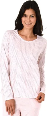 Produktbild von Damen Shirt Top langarm, Minimal-Print, Mix & Match -191 219 90 904, Farbe:rosa, Größe:40/42