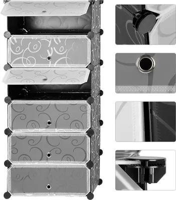 Produktbild von Schuhschrank modular DIY Steckregal System Kunststoff Schuhablage, Garderobe Schuhregal 6 Fächer