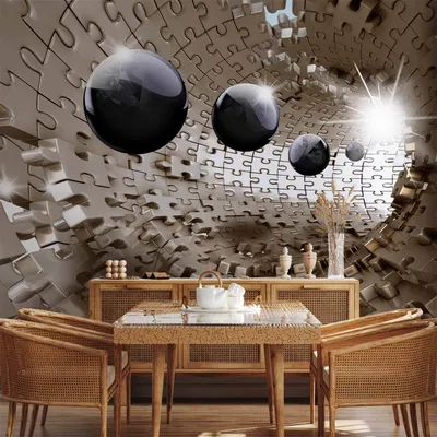 Produktbild von Vlies Fototapete - Golden Jigsaw 200x140 cm 3D a-A-0190-a-b