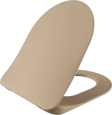 A toilet seat is shown from a diagonal angle against a white background.