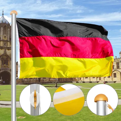 Produktbild von SWANEW Fahnenmast Aluminium Teleskop 650cm Bodenhülse 60cm inkl. Deutschlandfahne Flaggenmast Mast Flagge Alu