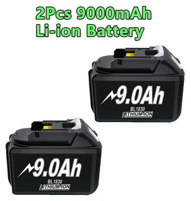 Zdjęcie produktu dla Akumulator 18V do urządzeń Makita - akumulator zamienny BL1830, BL1840, BL1850, BL1860 - zestaw 2 sztuki - pojemność 9000mAh - litowo-jonowy