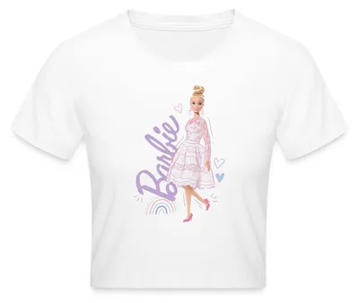 Produktbild von Spreadshirt Barbie Hochzeitskleid Crop Top, XL, Weiß