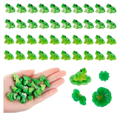 Produktbild von 40 Miniatur-Harzfrösche und Lotusblätter für Dekoration