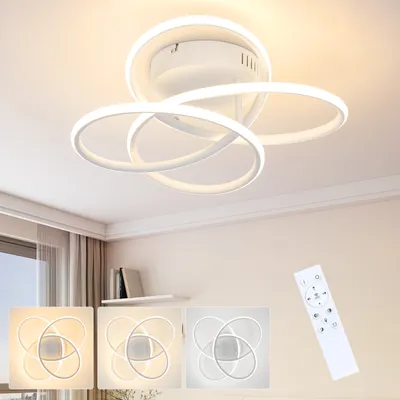 Produktbild von ZMH LED Deckenlampe Deckenleuchte Flur Flurlampe Modern Design Weiß Dimmbar mit Fernbedienung in Schmetterlingforming Küche 44W Metall 36CM Deckenbeleuchtung für Schlafzimmer Wohnzimmer Büro