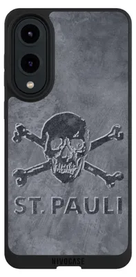 Produktbild von NIVOCASE Handyhülle für Samsung Galaxy S25 Edge  Hülle NIVOpure Case Schwarz Beton FC St. Pauli Logo