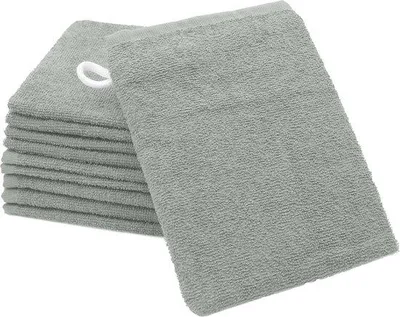 Produktbild von Set aus 10 Waschlappen aus Baumwolle in hellgrau - 16 x 21 cm