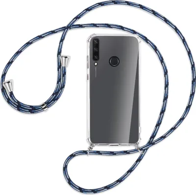 Produktbild von Handykette Backcover-Schutzhülle mit Band (Metall silberfarben) für Huawei Y6p - Blautöne