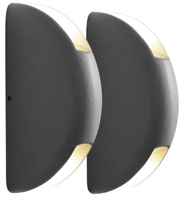 Produktbild von 2x LED Wandleuchte, Grau, Garten, Glas, Up & Down, H 20 cm