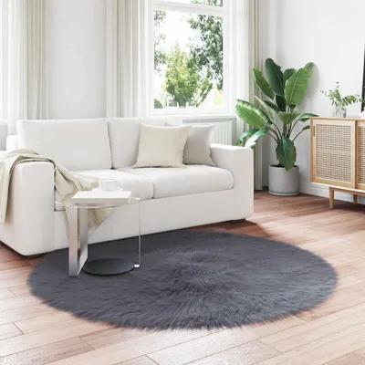 Produktbild von vidaXL Teppich aus Kunstschaffell TAFALLA Anthrazit Ø 160 cm Polyester