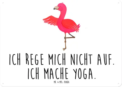 Produktbild von Mr. & Mrs. Panda tafel Flamingo Yoga DIN A5 - Weiß - Geschenk, Wandbild, Meditieren, Rosa, Schild, Namaste, Vogel, Blechschild, Yogapose, Blechtafel, Deko, Yogi