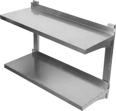 Produktbild von Wandbord doppelte Wandregal 2 Ablagen Edelstahl Küchenregal höhenverstellbar 80cm