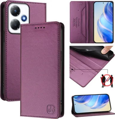 Produktbild von Lederhülle für Infinix Hot 30 Play/Hot 30 Play NFC Hülle Flip Brieftasche Kartenfächern Ständer Schutzhülle Lila