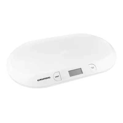 Produktbild von Grundig BW219 Digitale Babywaage Kinderwaage bis 20kg, flache Digitalwaage für Neugeborene Frühchen Säuglinge und Babys, Waage mit LCD Display, Tierwaage, Säuglingswaage,inkl. Batterien,Version 2019