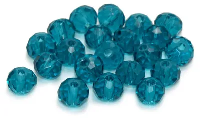 Produktbild von Vintageparts Glasschliffperlen Rondelle Kristallglas petrol 6 mm