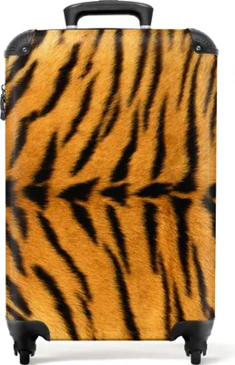 Produktbild von NoBoringSuitcases.com® Koffer Handgepäck Trolley Rollkoffer Kleine Reisekoffer mit 4 Rollen - Tigerdruck - Tier - Wildtiere - Tierdruck - Cabin Size < 55x40x23 cm & 55x40x20 cm - Fotokoffer - Kabinenkoffer - BoardgepäckHandgepäck Koffer 55x35x20 cm, 36L,