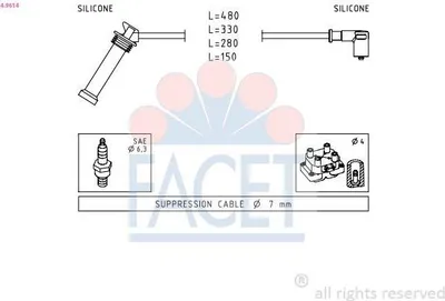 Produktbild von FACET 4.9614 Zündkabelsatz Zündleitungssatz