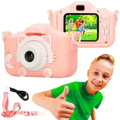 Produktbild von Extralink Kinderkamera Rosa Digitalkamera für Kinder, Full HD 1080p, 30 fps, 2,0-Zoll-Display