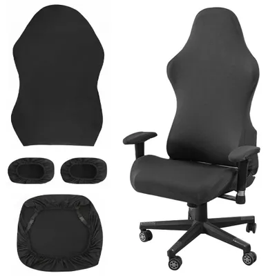 Productafbeelding van Gaming Stoel Hoes 4-Delig - Zwart Rekbare Stoelhoes