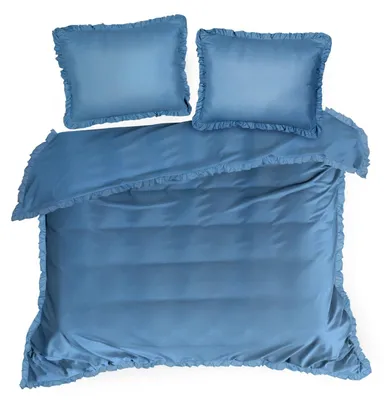 Zdjęcie produktu dla Pościel z mikrofibry MIFAL 220x200 + 2x70x80 cm niebieska z falbanką