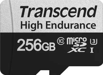 Zdjęcie produktu dla Transcend 350V, 256 GB, MicroSDXC, Klasa 10, 95 MB/s, 45 MB/s, Class 3 (U3)