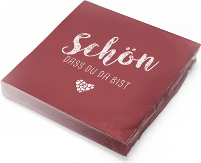 Produktbild von itenga 20x Serviette Schön dass du da bist bordeaux rot