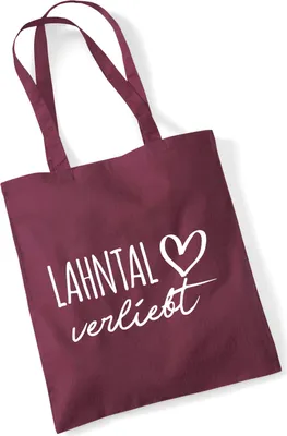 Produktbild von Huuraa Jutebeutel Lahntal verliebt 10 Liter Burgundy Baumwolle Tasche Geschenkidee