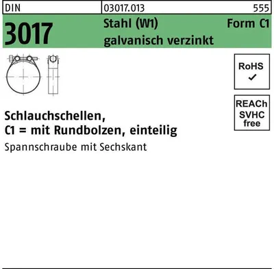 Produktbild von Reyher  Schlauchschellen DIN 3017 St. C1 63- 68/20 W1 (50 Stück)