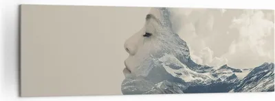 Produktbild von Bild auf Leinwand - Leinwandbild - Einteilig - Grafik Frau Berge - 160x50cm - Wand Bild - Wanddeko - Wandbilder - Leinwanddruck - Bilder - Wanddekoration - Leinwand bilder - Wandbild - AB160x50-4323