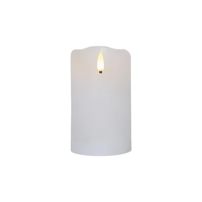 A single white LED candle with a flickering flame.