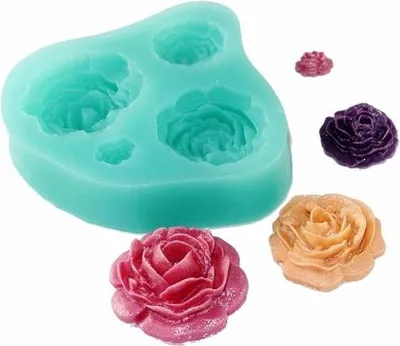 Produktbild von Silikonform für Zuckerpaste 3D Rose 4 Stück
