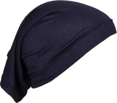 Produktbild von INF Hochwertige Seidenglanz Baumwolle Schlauchmütze und Halstuch 2er Set für Alltag und Sport Navy blau