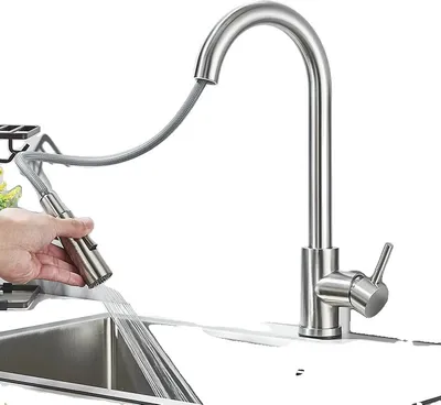 Produktbild von Küchenarmatur, flexibler Ausziehbrause, Kalt- und Warmwasser-Mischer,Bürstennickel