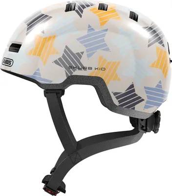 Produktbild von ABUS Kinderhelm Skurb Kid - robuster Fahrradhelm im Skater-Look mit Platz für einen Zopf und vielfältigen Designs - für Mädchen und Jungen - Grau mit Sternen, Größe S (45-50 cm)