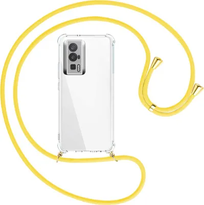 Produktbild von Handykette Backcover-Schutzhülle mit Band (Metall goldfarben) für Xiaomi Poco F5 Pro (6.67'') - gelb